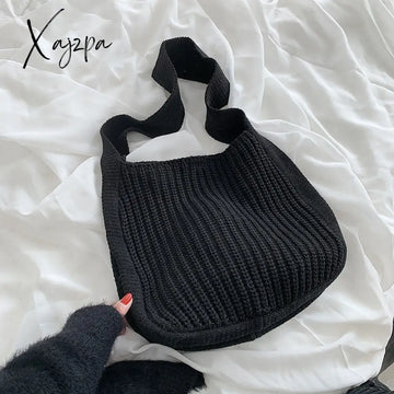 Xajzpa - Women's Tote Bag Female Shoulder Large Capacity Designer Handbags Autumn Winter New Knitting Shopping Handle Women Shopper Bags